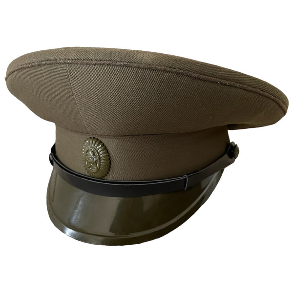 Soviet USSR Military Army Field Officer Uniform Visor Khaki Peaked Cap Hat Badge