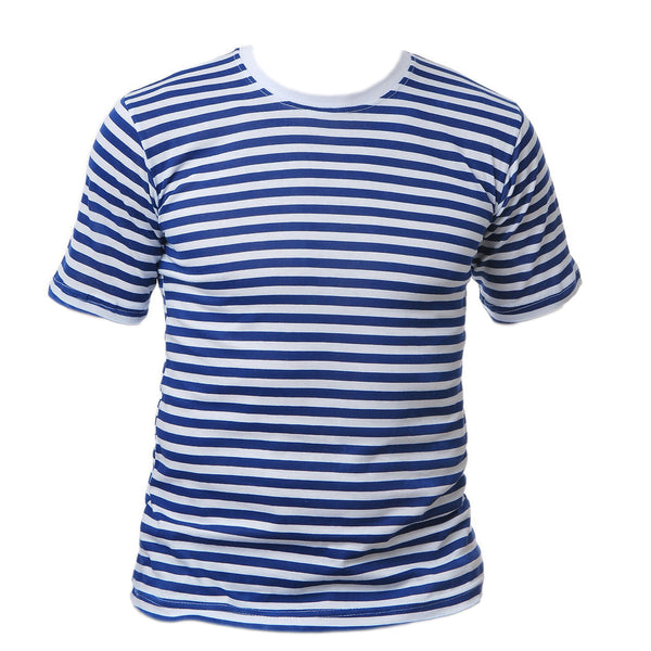 Russian VDV Style Telnyashka Blue Striped T-Shirt Short Sleeve Paratrooper Top