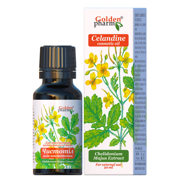 Pre Exp - Golden Pharm Chistotel Celandine Cosmetic Oil – 100% Herbal Skin Soothing Formula 20ml
