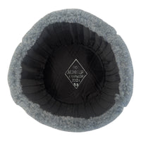 Soviet-Style Ushanka Trapper Hat – Grey Faux Fur Vintage Ukrainian Badge