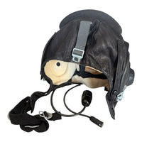 Soviet Russian USSR MiG Pilot Aviator Black Leather Summer Helmet Military Surplus
