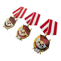Set mit 3 sowjetischen Medaillen, Orden des Roten Banners der UdSSR, Reproduktion des 2. Weltkriegs