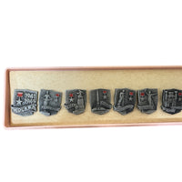 Soviet Hero Cities of WW2 Set of 11 Metal Badges Original Box USSR