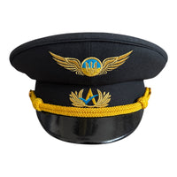 Vintage Ukrainian Civil Aviation Pilot Hat NAU Kyiv Air Fleet Officer Black Cap