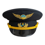 Vintage Ukrainian Civil Aviation Pilot Hat NAU Kyiv Air Fleet Officer Black Cap