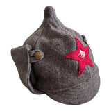 Russische Rote Armee Hut Old Style graue Wolle Budenovka Mütze UdSSR Metallabzeichen