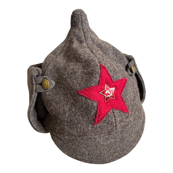 Chapeau de l'armée rouge russe, casquette Budenovka en laine grise de Style ancien, Badge en métal de l'urss
