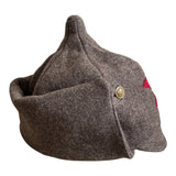 Russische Rote Armee Hut Old Style graue Wolle Budenovka Mütze UdSSR Metallabzeichen