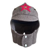 Russische Rote Armee Hut Old Style graue Wolle Budenovka Mütze UdSSR Metallabzeichen