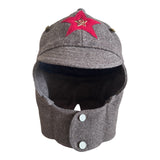 Russische Rote Armee Hut Old Style graue Wolle Budenovka Mütze UdSSR Metallabzeichen