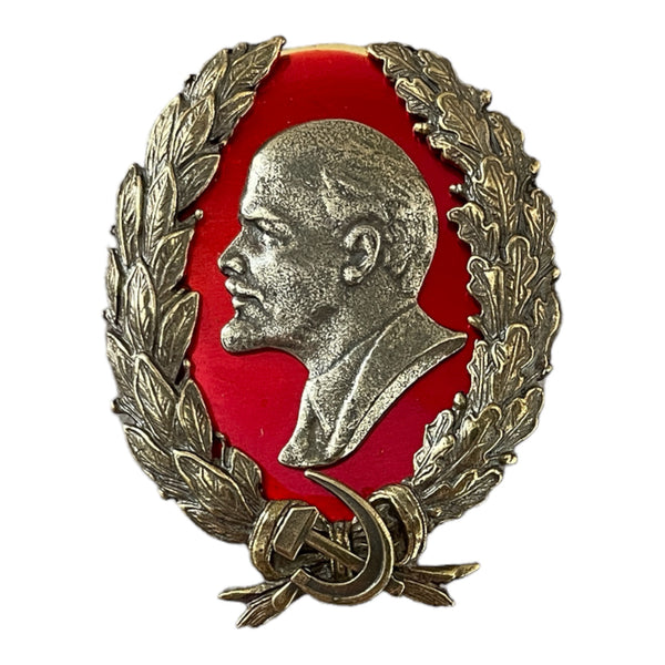 Wladimir Lenin UdSSR Russisches großes rotes Emaille-Auszeichnungs-Sowjetabzeichen aus Messing