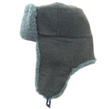 Soviet-Style Ushanka Trapper Hat – Grey Faux Fur Vintage Ukrainian Badge