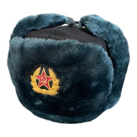 Sowjetisches russisches Armee-Stil-Blau-Grau-Uschanka-Wintermütze-Soldatenabzeichen 