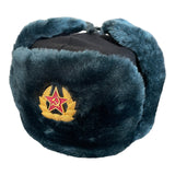 Sowjetisches russisches Armee-Stil-Blau-Grau-Uschanka-Wintermütze-Soldatenabzeichen 