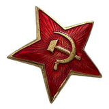 Soviet USSR Army Military Hammer and Sickle Large Red Star Metal Badge
