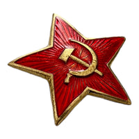 Soviet USSR Army Military Hammer and Sickle Large Red Star Metal Badge