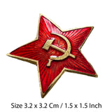 Soviet USSR Army Military Hammer and Sickle Large Red Star Metal Badge