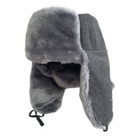 Gray Ash Faux Fur Ushanka Warm Winter Hat Russian Trapper Style