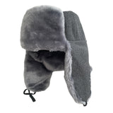 Gray Ash Faux Fur Ushanka Warm Winter Hat Russian Trapper Style