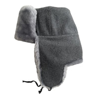 Gray Ash Faux Fur Ushanka Warm Winter Hat Russian Trapper Style