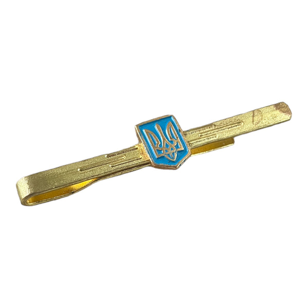 Vintage Brass Gold Colour Tie Clip Ukraine National Emblem Trident Badge