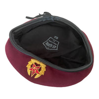 USSR Russian Army Military Style Red Burgundy Paratrooper Beret Hat Soviet Badge