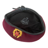 USSR Russian Army Military Style Red Burgundy Paratrooper Beret Hat Soviet Badge
