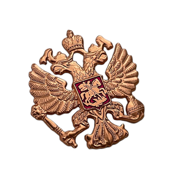 Russian Imperial Eagle Coat of Arms Miniature Light Metal Pin Badge