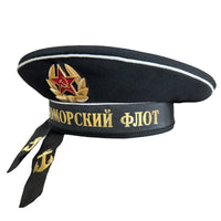 Sowjetische russische Marine BLACK SEA FLEET Sailor Visorless Cap Hat UdSSR Abzeichen