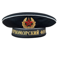Sowjetische russische Marine BLACK SEA FLEET Sailor Visorless Cap Hat UdSSR Abzeichen