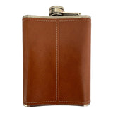 Retro Gift – 8 oz Stainless Steel Flask Brown Leatherette Embossed Soviet Union Emblem Vintage CCCP