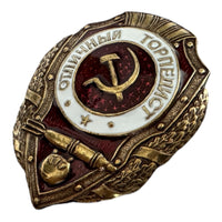 Excellent Torpedoman Soviet Russian Army Brass & Enamel Badge with Screw Back