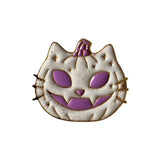 White Cat Pumpkin Enamel Pin – Spooky Halloween Accessory with Purple Eyes