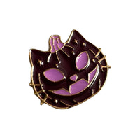 Purple Cat Pumpkin Enamel Pin – Spooky Halloween Accessory with Purple Eyes