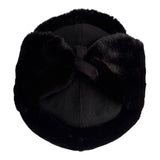 Black Faux Fur Military Style Winter Ushanka Hat Soviet Red Star Badge