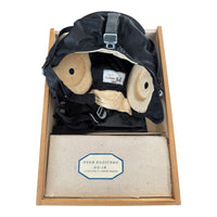 Soviet USSR Russian Aviator Gift Set Leather Helmet Gloves Goggles Wooden Box
