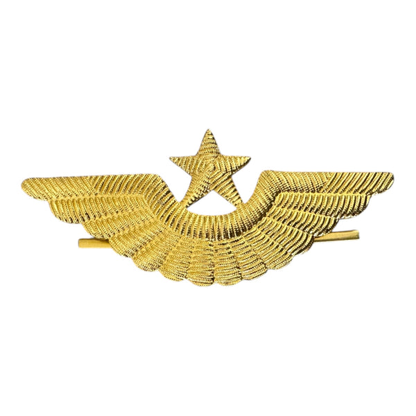Soviet Air Force Officer Visor Hat Peaked Cap USSR Light Metal Gold Pin Badge