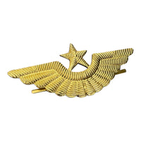 Soviet Air Force Officer Visor Hat Peaked Cap USSR Light Metal Gold Pin Badge