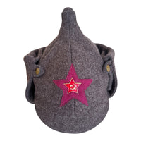 Vintage Soviet Budenovka Wool Hat Red Army Star Badge Military Cap USSR