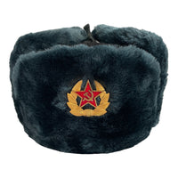 Sowjetisches russisches Armee-Stil-Blau-Grau-Uschanka-Wintermütze-Soldatenabzeichen 