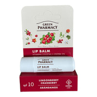 Green Pharmacy Lip Balm 3.6g Lingonberry & Cranberry Vitamins Shea Jojoba SPF 10