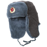 Authentic Soviet Russian Army Ushanka Winter Hat with Soldier Badge
