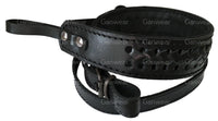 Black Braided Leather Hunting Rifle Sling Prism Shape Strap