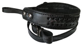Black Braided Leather Hunting Rifle Sling Prism Shape Strap