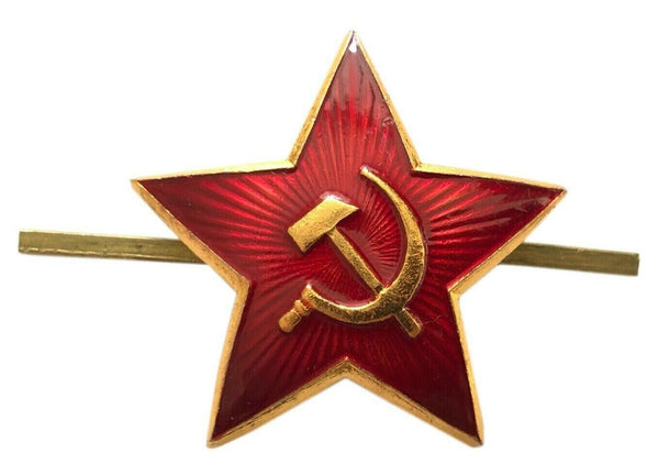 Soviet USSR Russian Red Star Army Military Ushanka Hat Cap Beret Metal Pin Badge