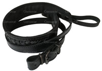 Black Braided Leather Hunting Rifle Sling Prism Shape Strap