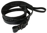 Black Braided Leather Hunting Rifle Sling Prism Shape Strap