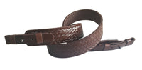 Braided Design Brown Leather Hunting Rifle Sling Shotgun Air Gun Strap