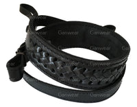 Black Braided Leather Hunting Rifle Sling Prism Shape Strap