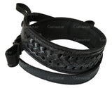 Black Braided Leather Hunting Rifle Sling Prism Shape Strap
